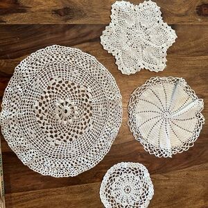 Elegant White Crochet Doily Set